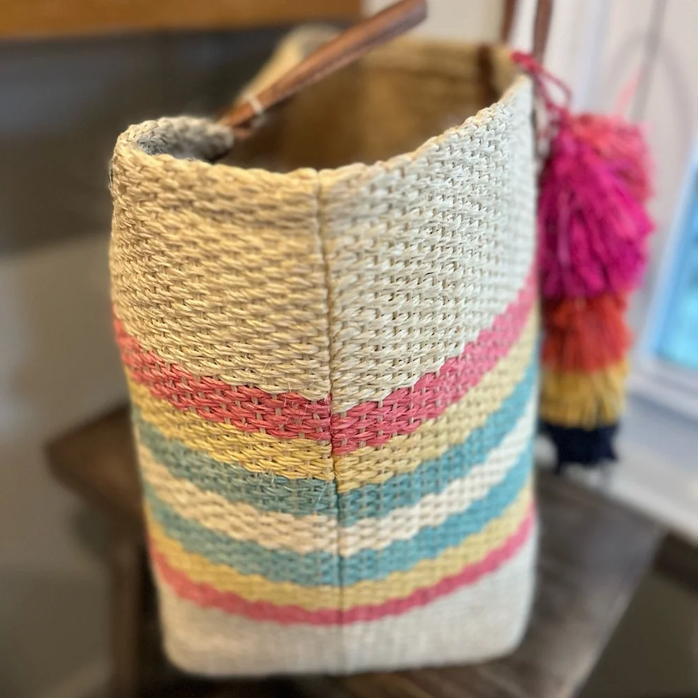 Mar Y Sol la Paz raffia Straw Tote new